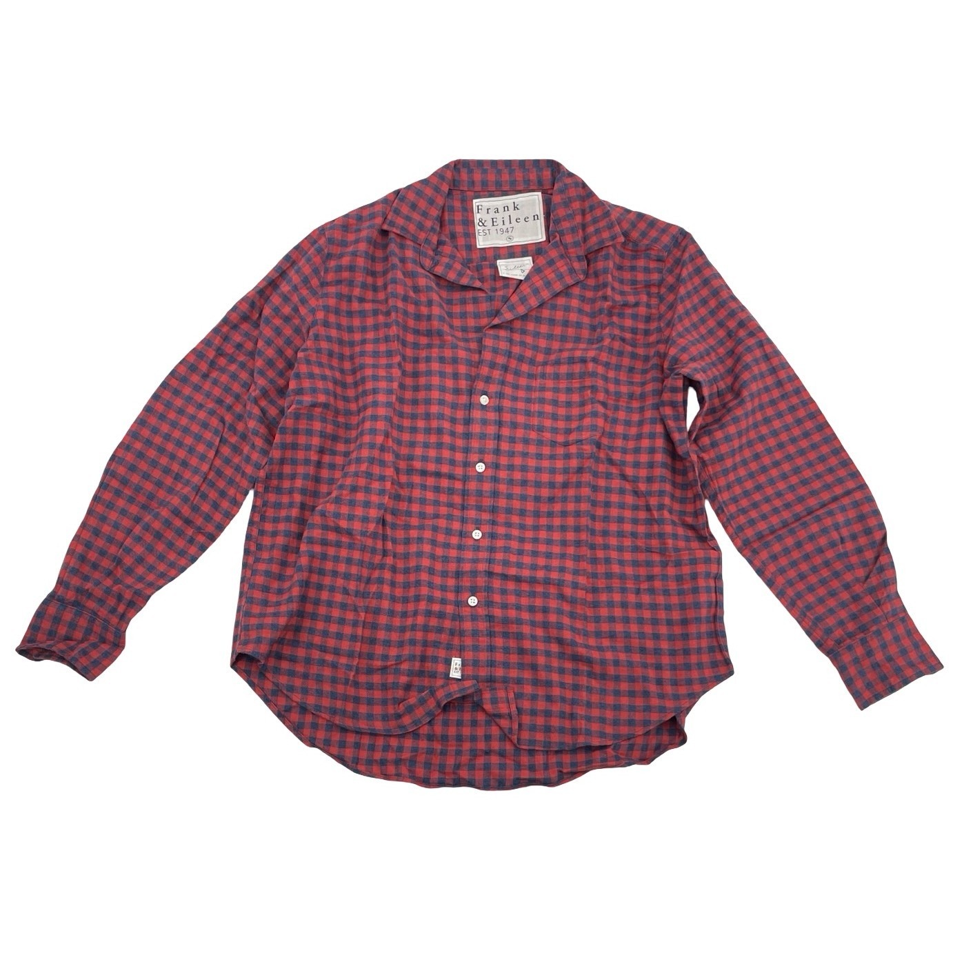 Frank & Eileen Womens Shirt Eileen Button Up Gingham Red Blue Cotton Small